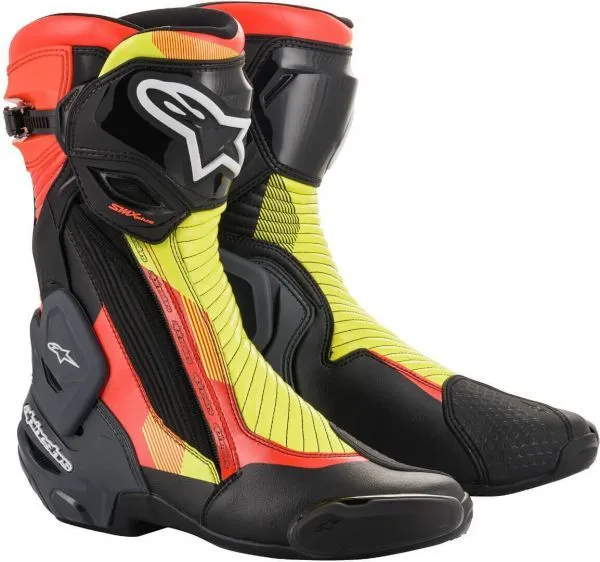 Alpinestars SMX Plus V2 Boots Black Red Fluo Yellow Fluo Gry