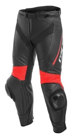 Dainese DELTA 3 Leather Pants BLACK/BLACK/FLUO-RED